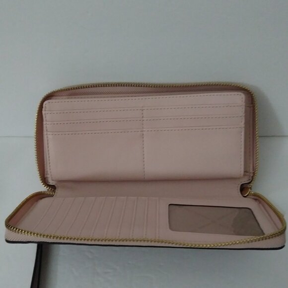 Michal Kors Jet Set Travel Large Logo Brown Continental Wristlet - Picture 13 of 13